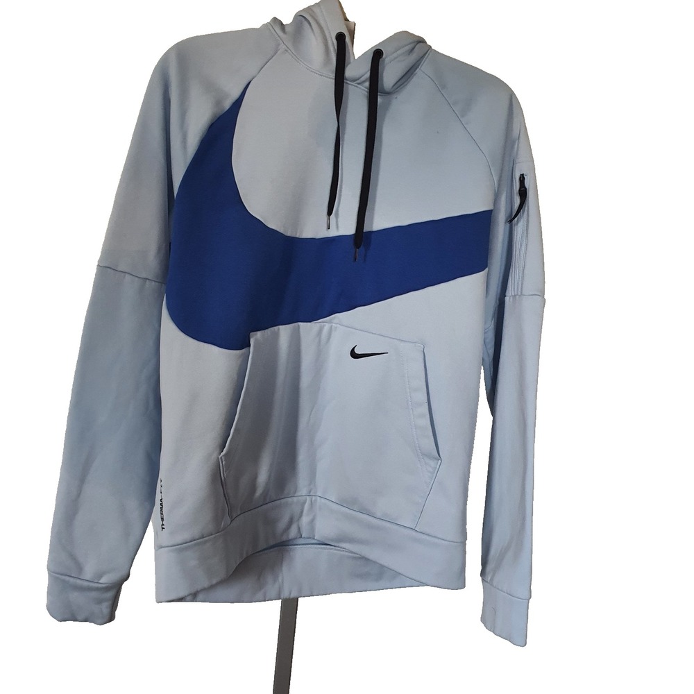 Nike Mens Therma-FIT Oversized Swoosh Hoodie Blue Pullover Medium Unisex Women